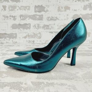 New Abound Iris Green Faux Leather Pointed Toe Pumps K691